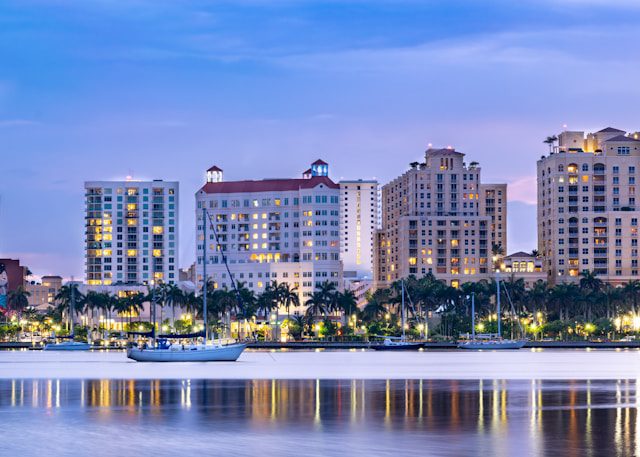 Buildings near a beach in West Palm Beach, Florida